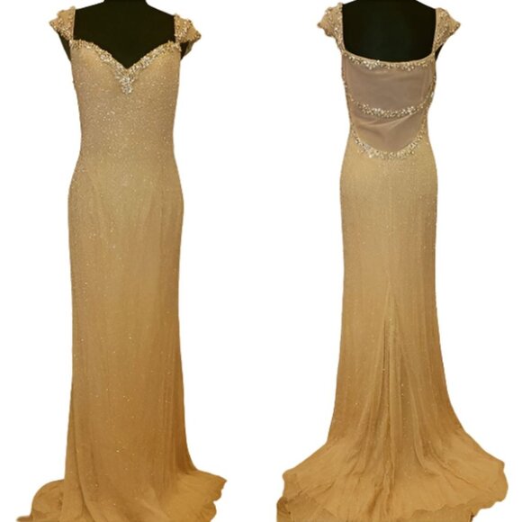 WOW Luxury Couture Party Prom Wedding Evening Cocktail Beaded Runway Gown Dress - Picture 11 of 16